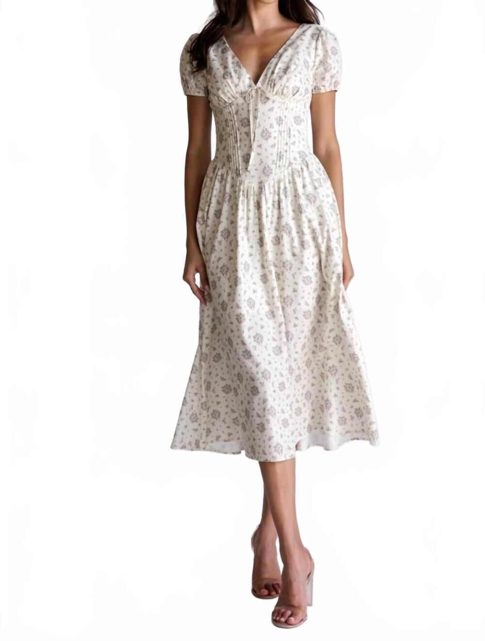 NEW STORIA divina dress in ivory/ pink floral